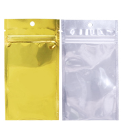 7 X 11. 7 x 11 High Barrier 3-Side Seal Zip Flat Pouches with Hang Hole - Gold